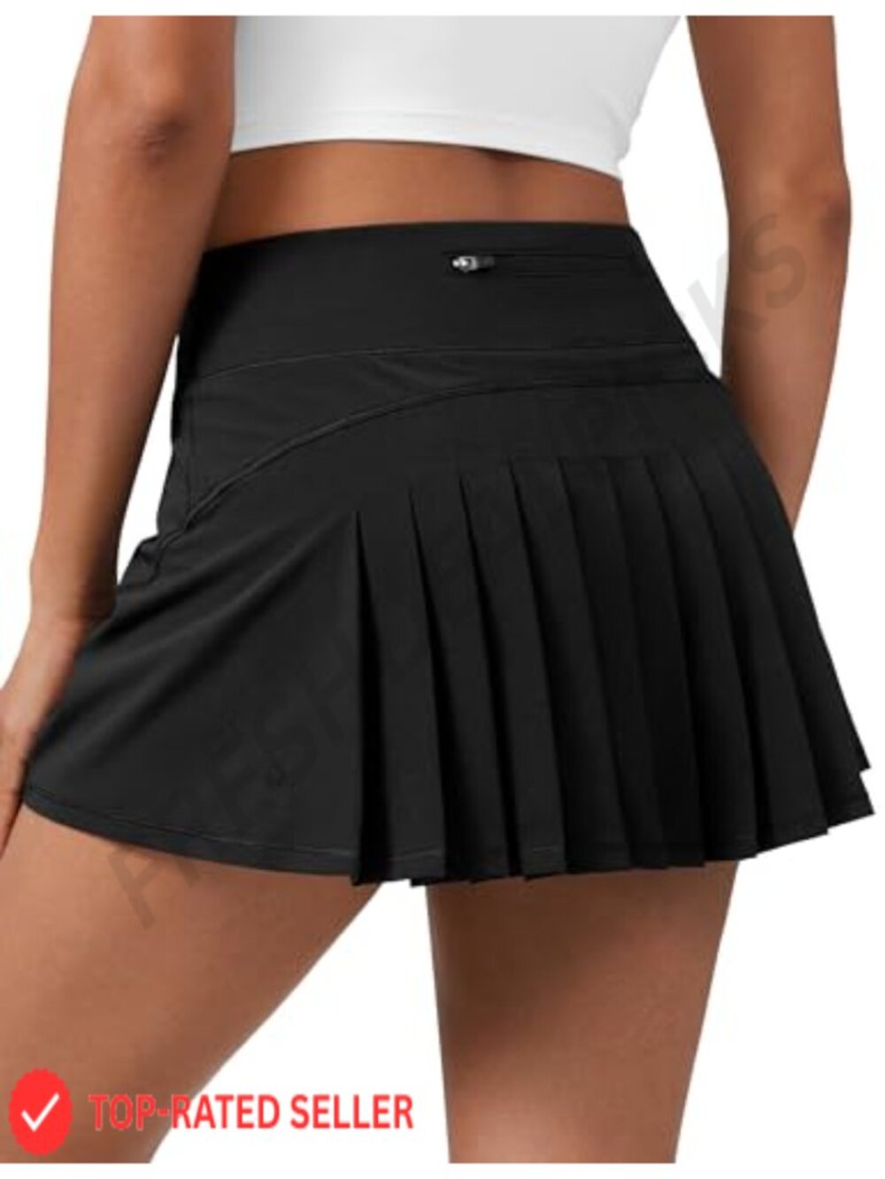 Mid Waisted Pleated Tennis Skort with Built-in Shorts & Pockets